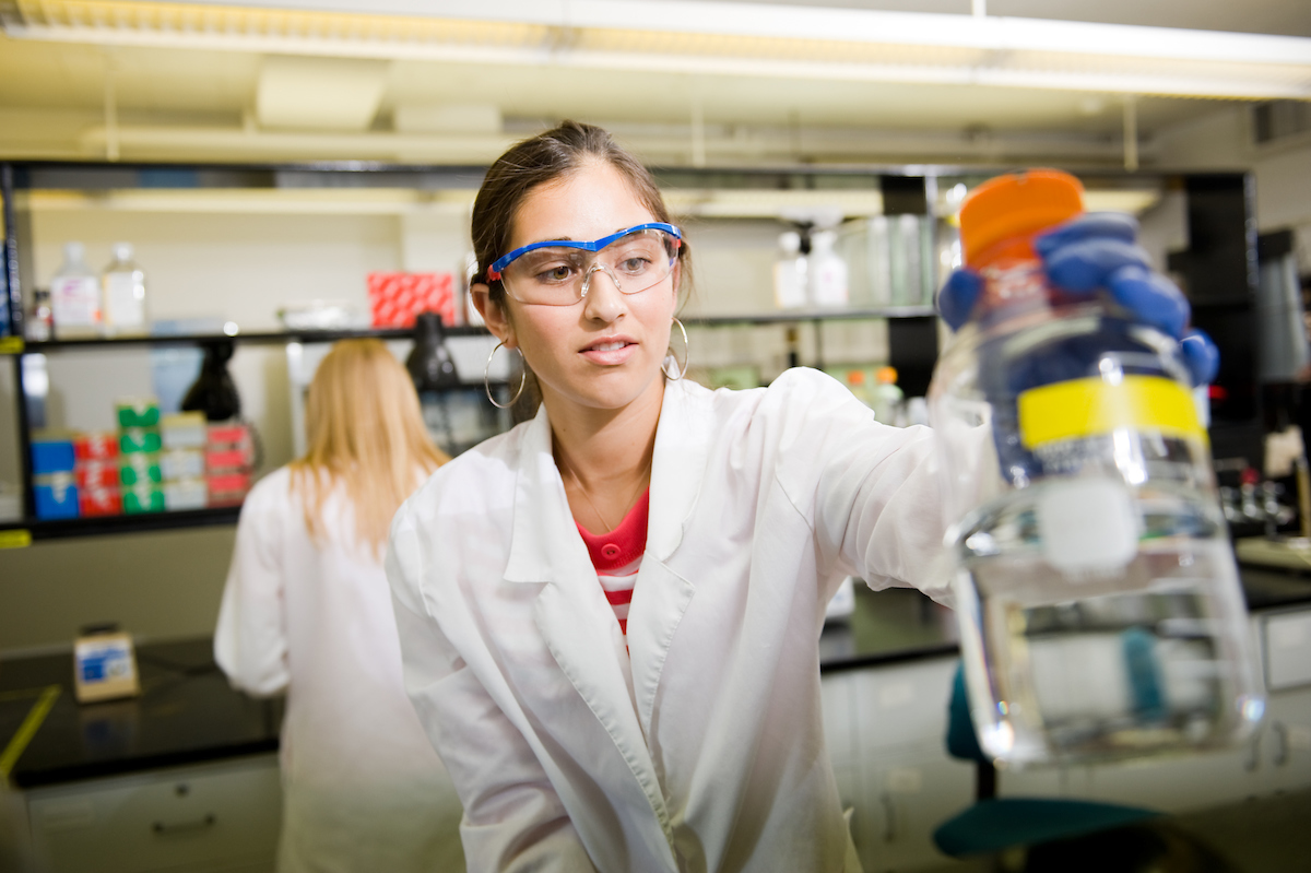 female researcher working in lab